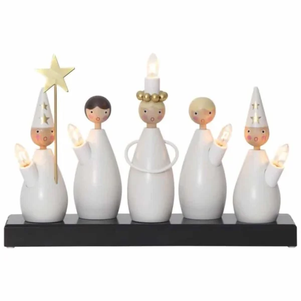 Ljusstake/Elljusstake Luciakör 33x22cm - Vit/Svart - Star Trading