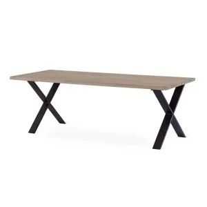 FLEET matbord 210 cm vitoljad ek, svart X-ben