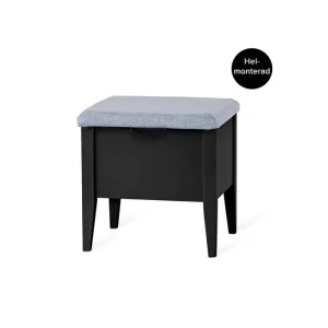 Klinte Bänk 45 cm Svartlack med Tyg Chelsea Ljusgrå