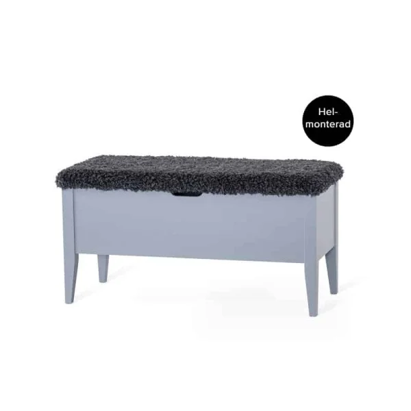 Klinte Bänk 90 cm Grålack med Fårpälsöverdrag