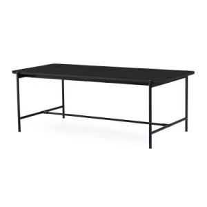 Cane matbord 210x100cm Svart