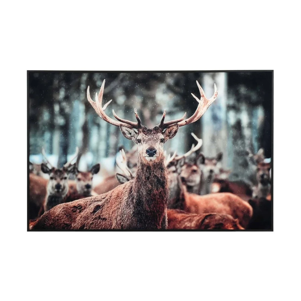 BILDE M HJORT , svart ram, 60x90 cm