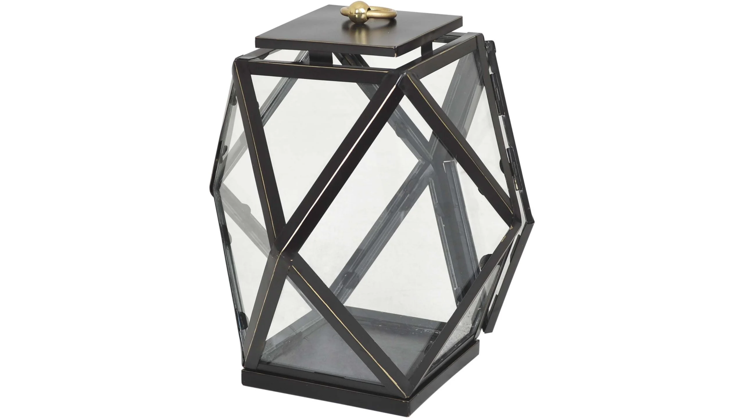DIAMANT Lykta antiksvart/mässing, stor