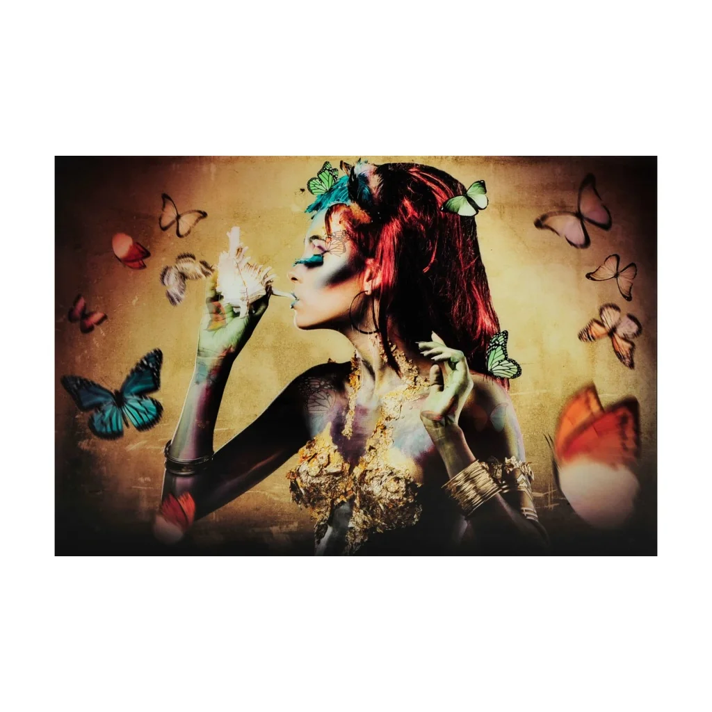 BILDE Woman with butterflies, yellow