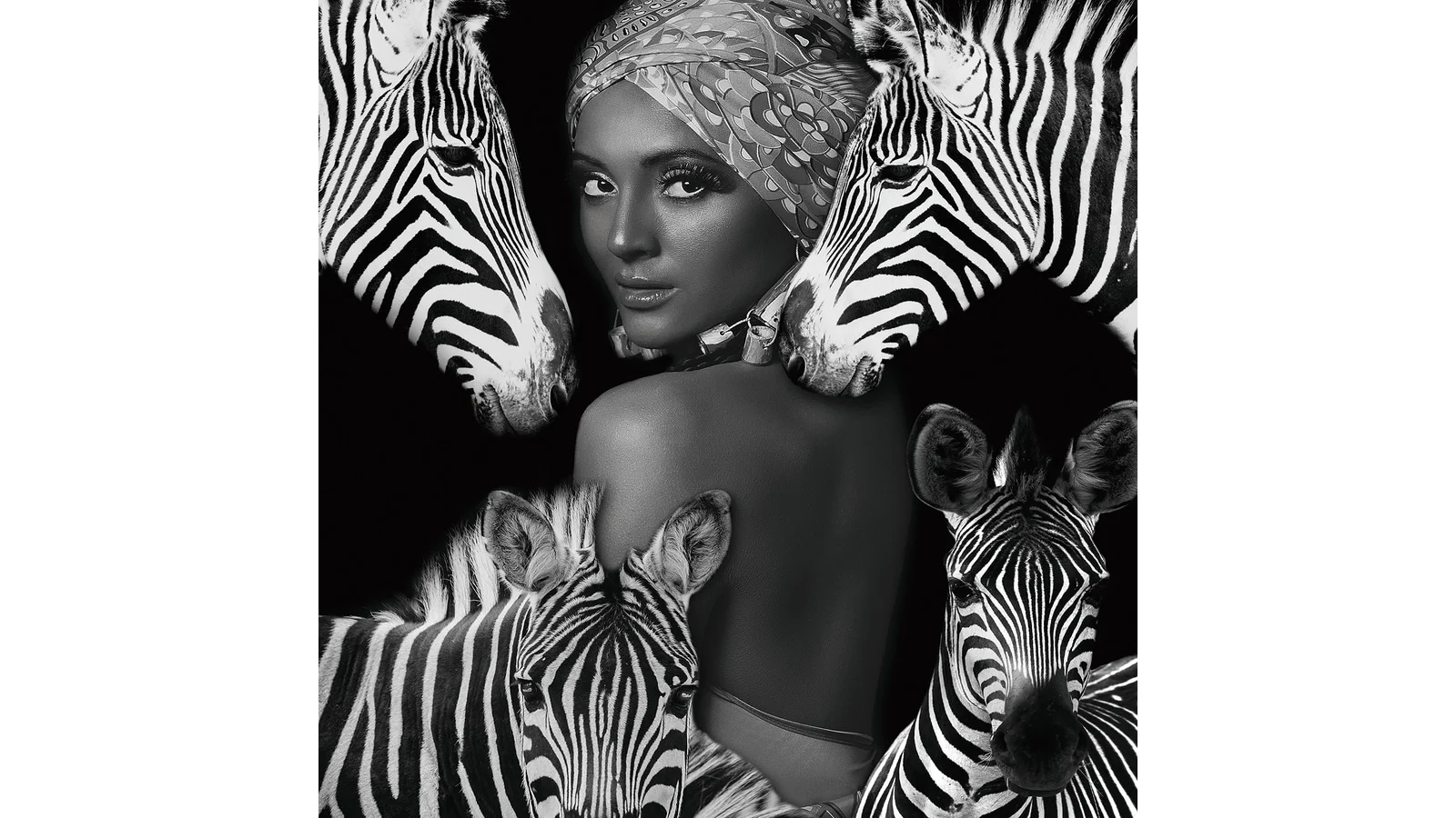 BILDE Zebra Queen, glas, 120x120