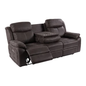 TEDDY Reclinersoffa 3 sits,tyg,brun, El