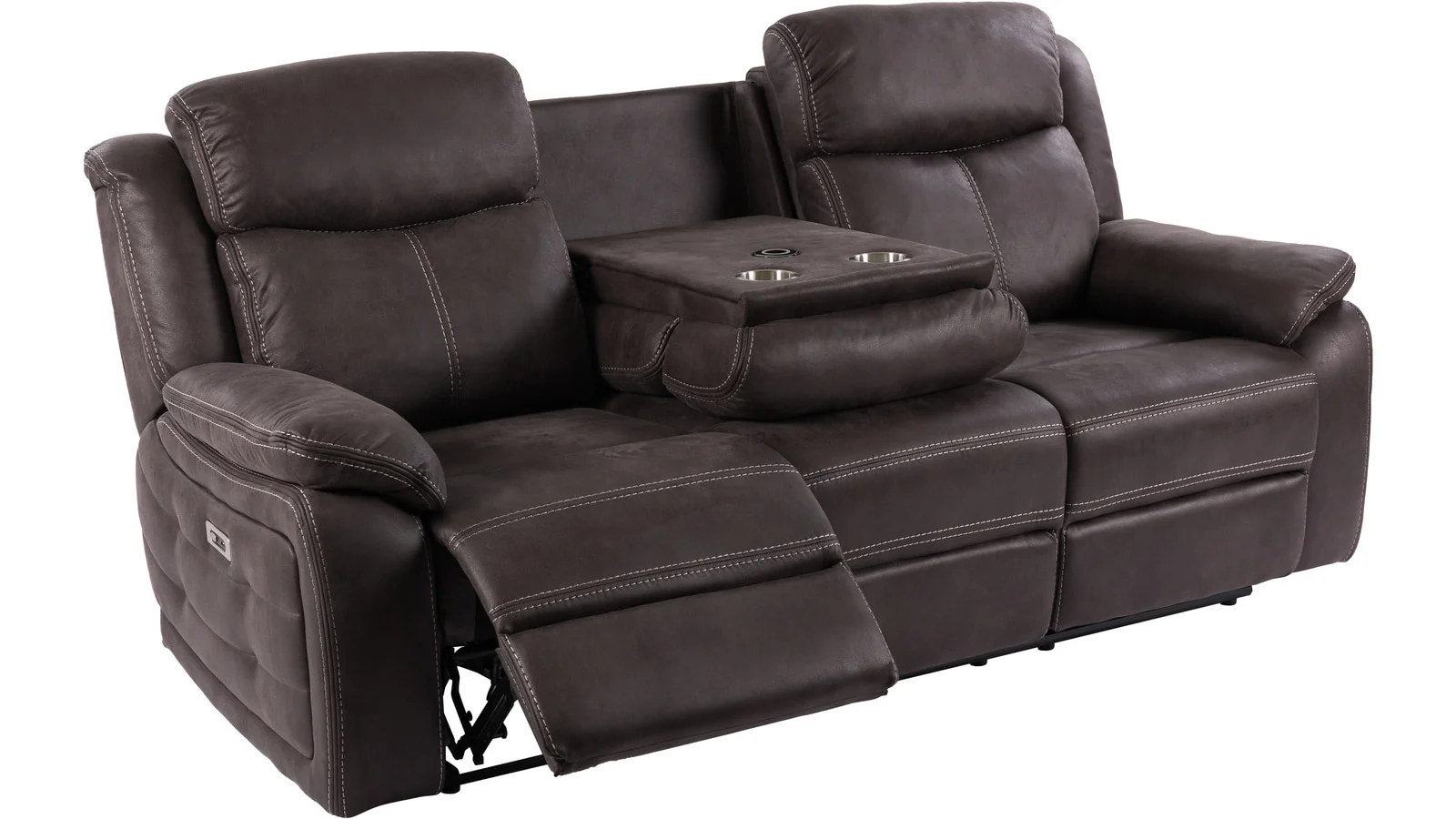 TEDDY Reclinersoffa 3 sits,tyg,brun, El