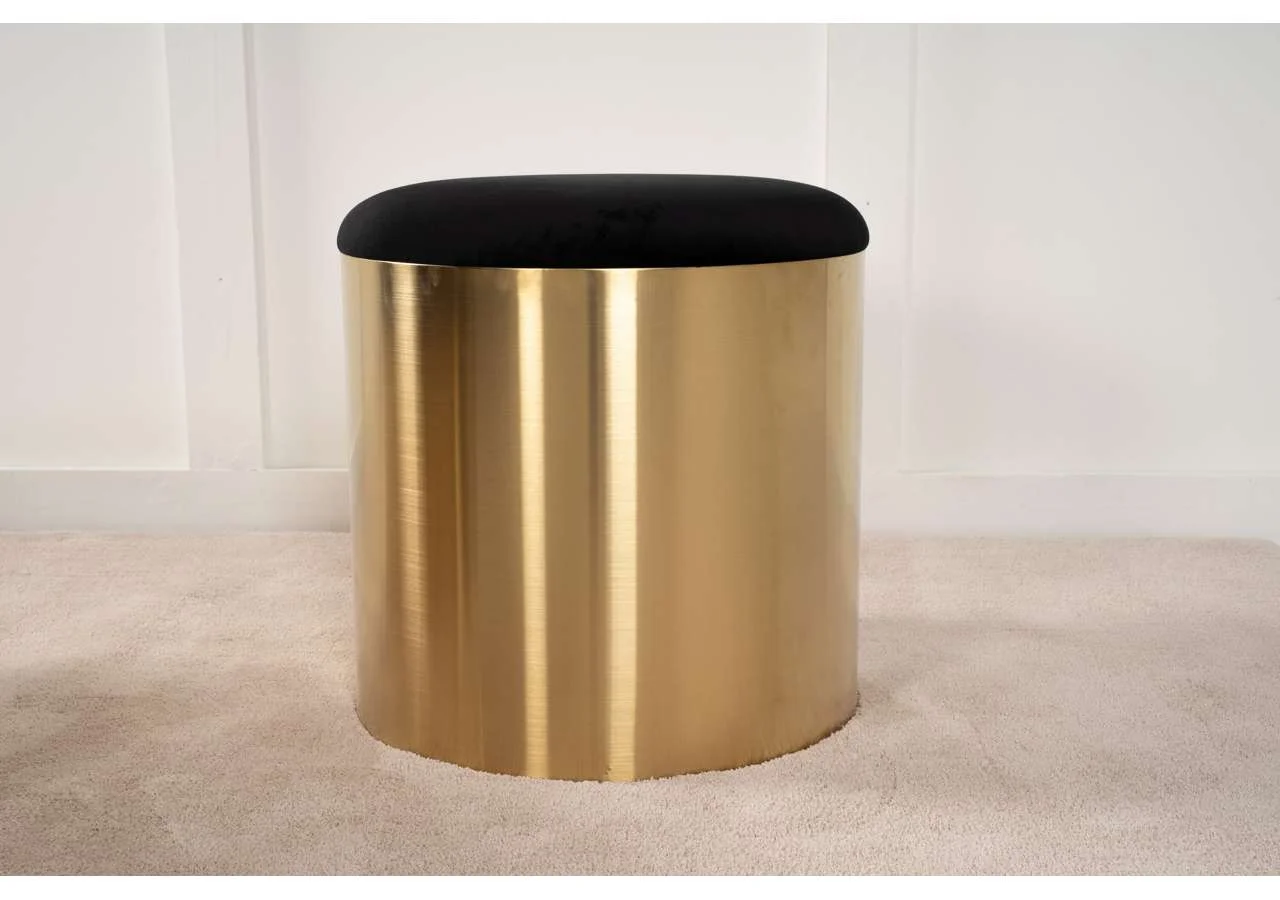 Puff - Stool ø45 - Svart / Borstat Mässing