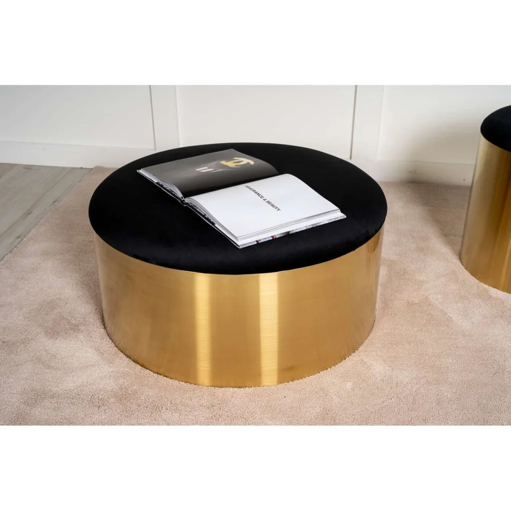 Puff - Stool ø75 - Svart / Borstat Mässing