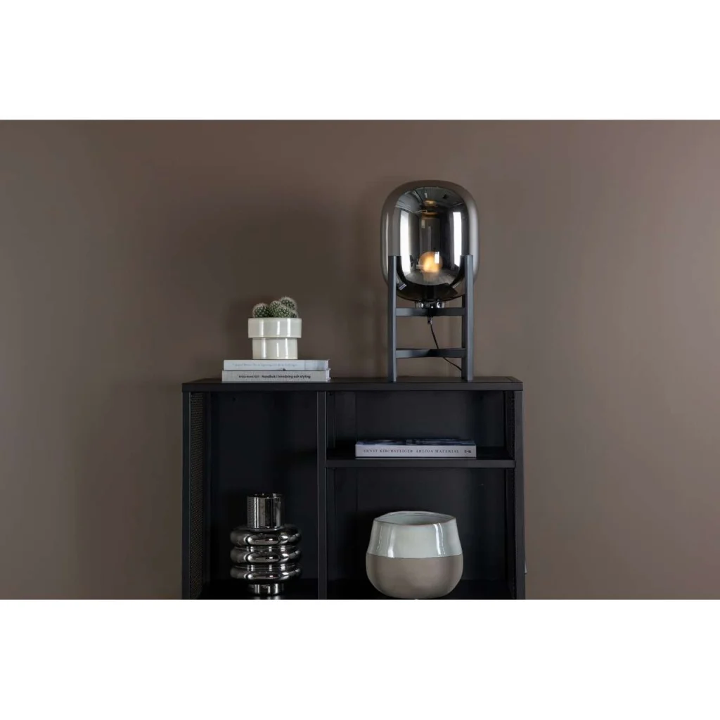 Altair Bordslampa Stål Svart, Rökigt glas D260 H450