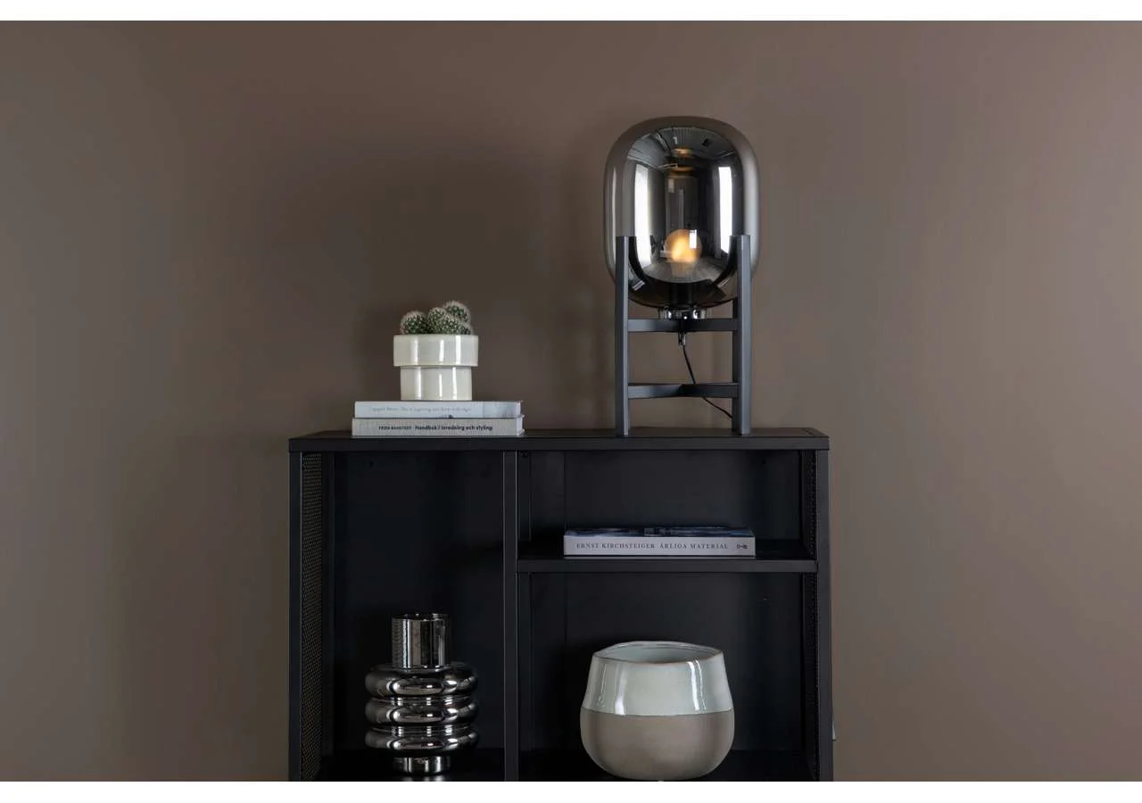 Altair Bordslampa Stål Svart, Rökigt glas D260 H450