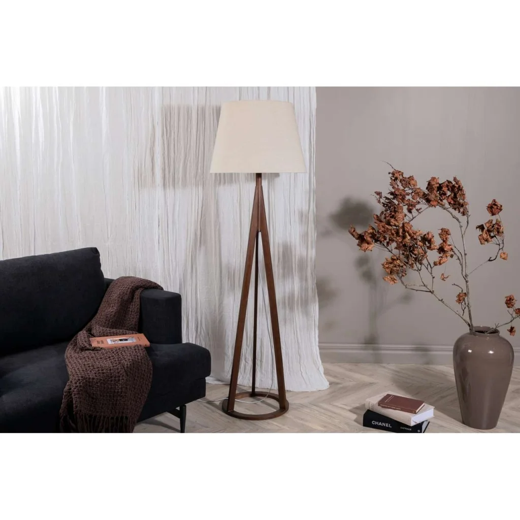 Kona -Golvlampa - Brun/Linne