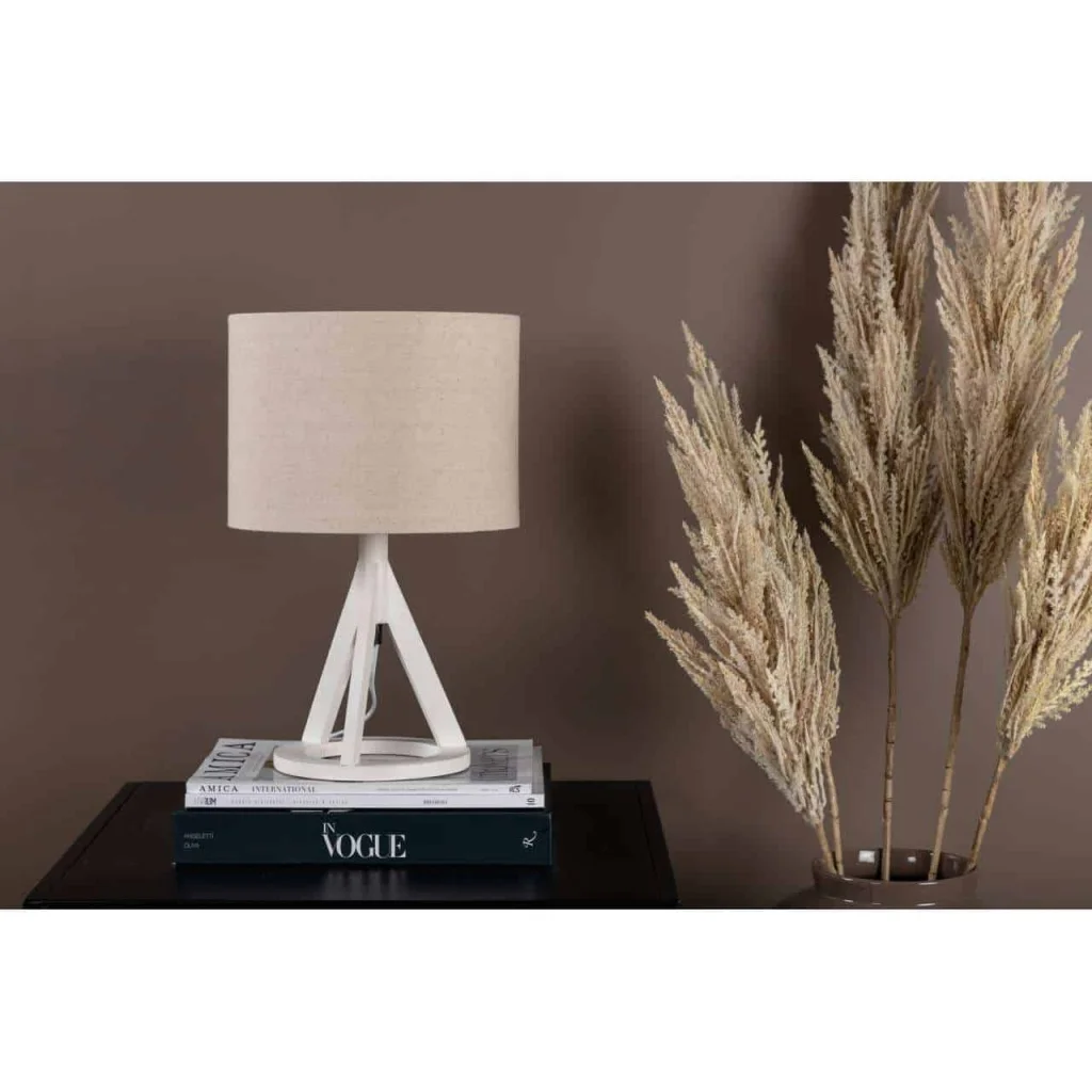 Kona -Bordslampa - Vit/Linne