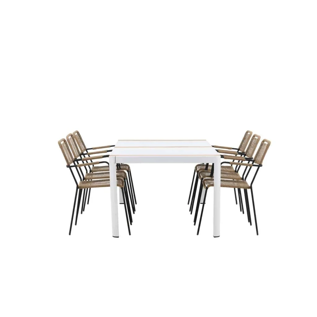 Togo - Matbord- Vit / Teak - Allu / Teak - 200*100 _1+ Lindos - Fåtölj | Matgrupp