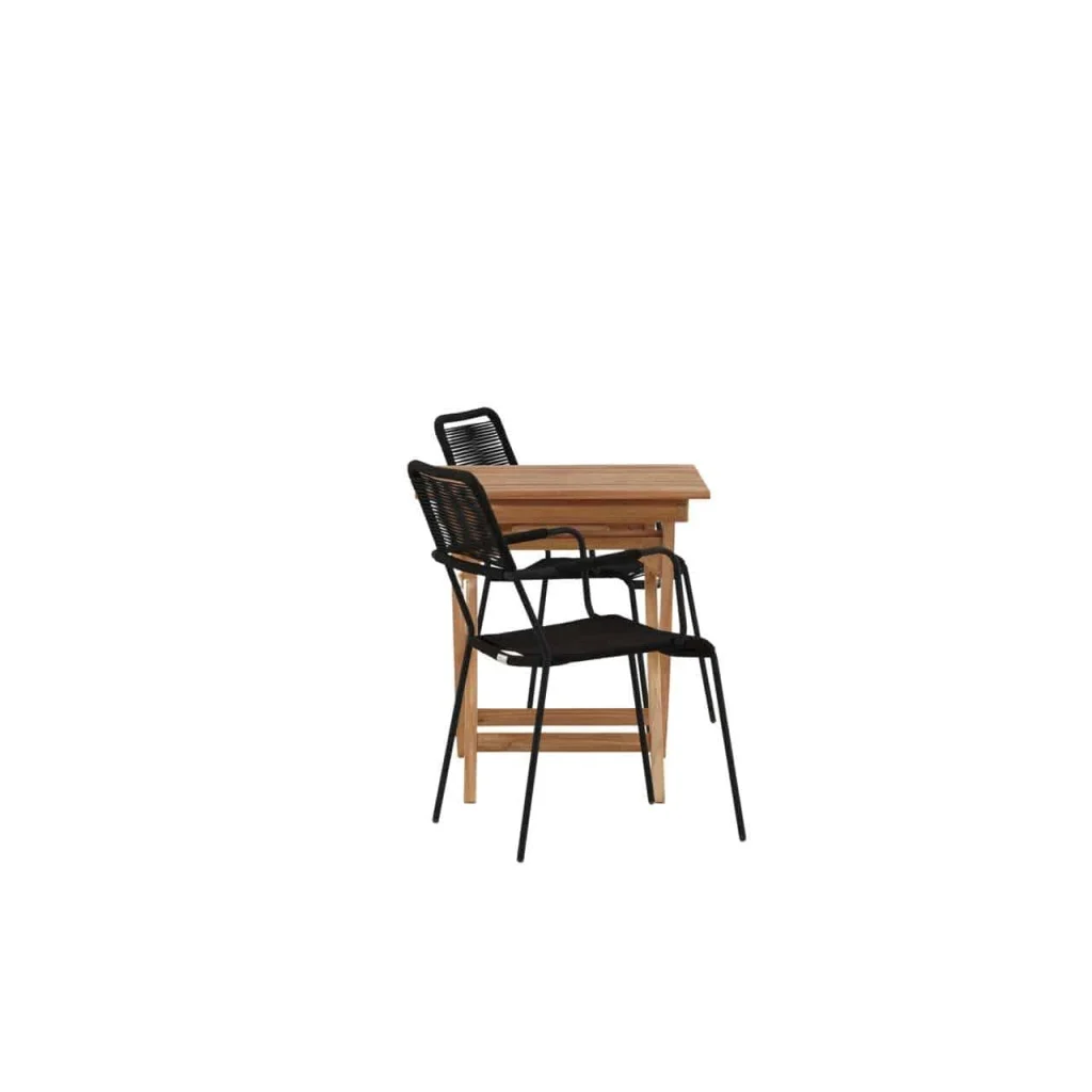 Ghana - Folding Bord- Natural - Teak - 70*70cm _1+ Lindos Fåtölj