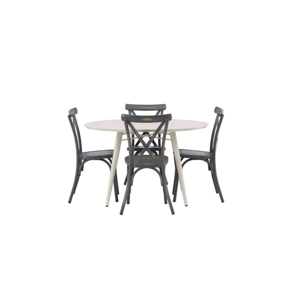 Lina Matbord - Beige - Runt 120 cm | Tablas Matstol Aluminium | Matgrupp