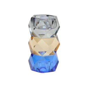 CHANELL Ljuslykta, glas, grå/ amber/blå