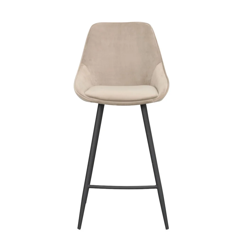 Sierra barstol beige sammet/svarta metallben