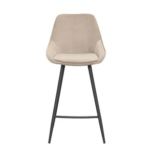 Sierra barstol beige sammet/svarta metallben