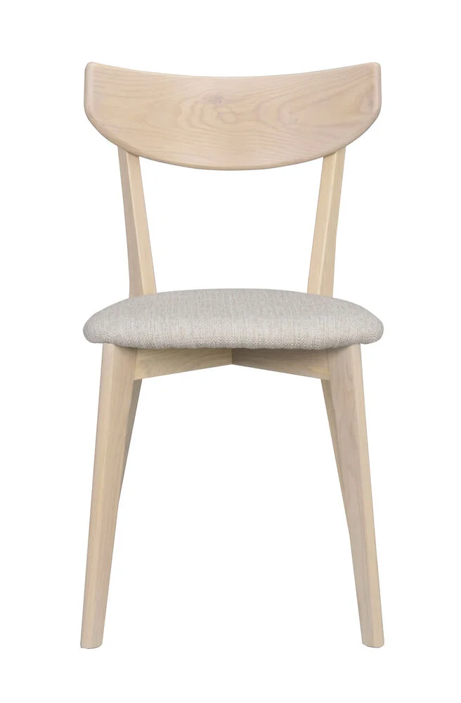 Ami stol vitpigmenterad ek/grå-beige tyg