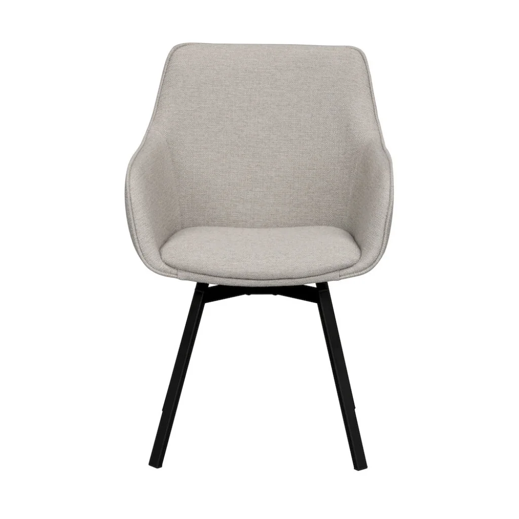 Alison karmstol beige tyg/svarta metallben snurr