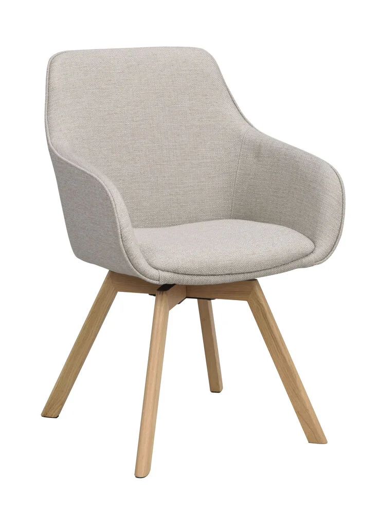 Alison karmstol beige tyg/ekben snurr