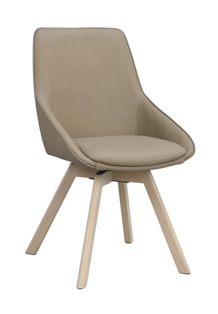 Alison stol beige läder/vitpigmenterade ekben snurr
