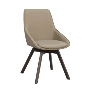 Alison stol beige läder/bruna ekben snurr
