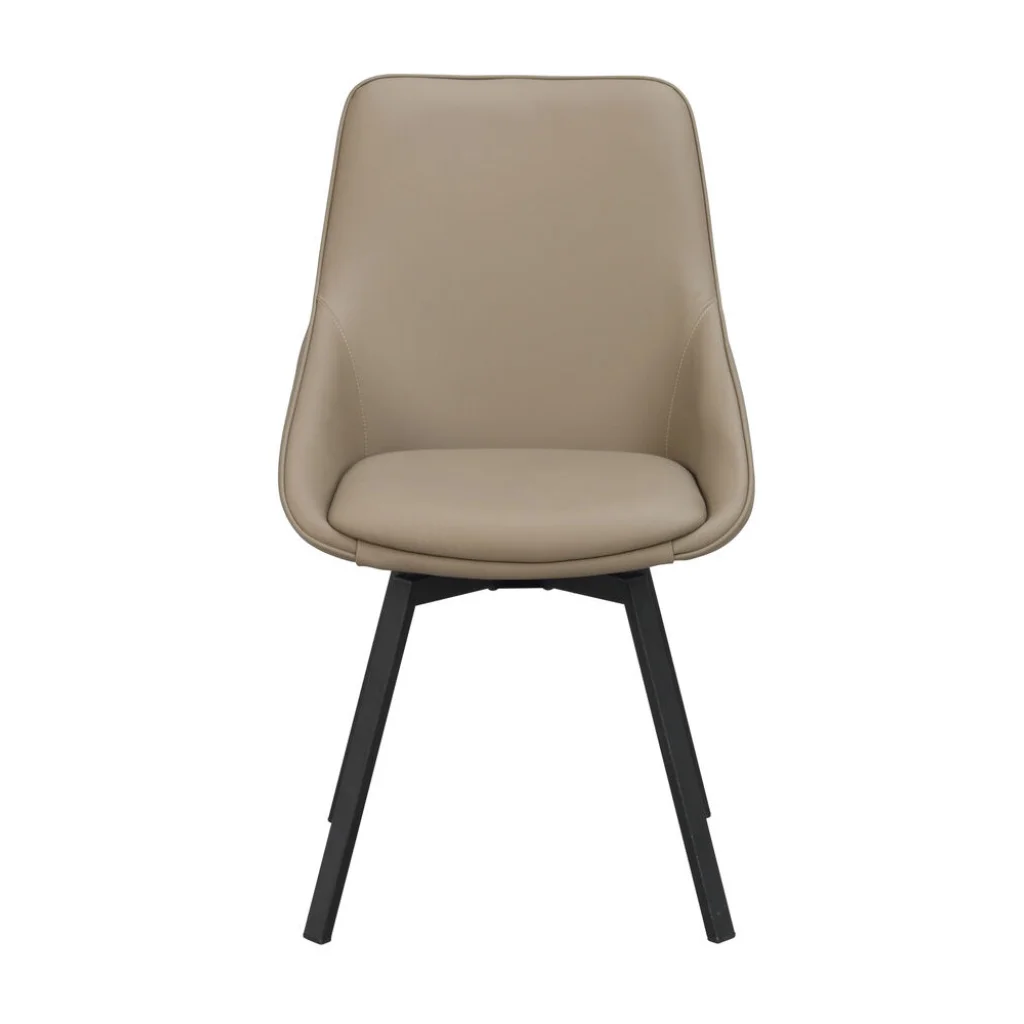 Alison stol beige läder/svarta metallben snurr