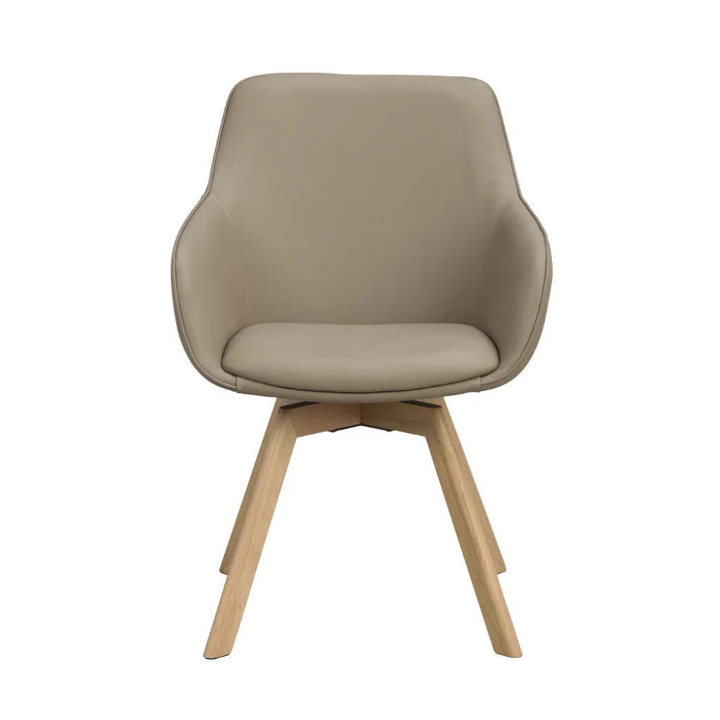 Alison karmstol beige läder/ekben snurr