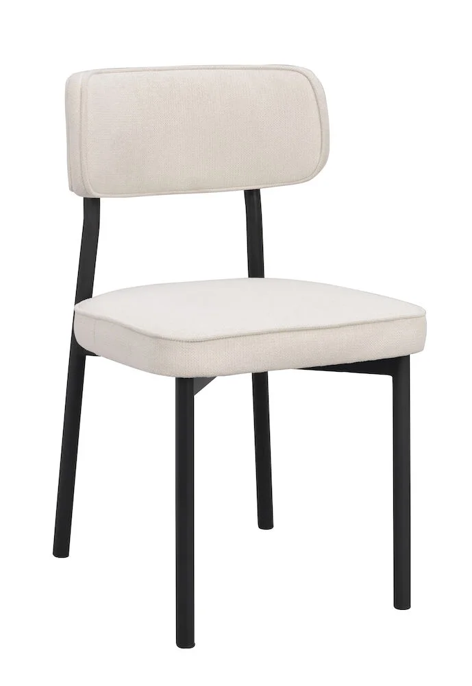 Paisley stol ljusbeige tyg/svart metall