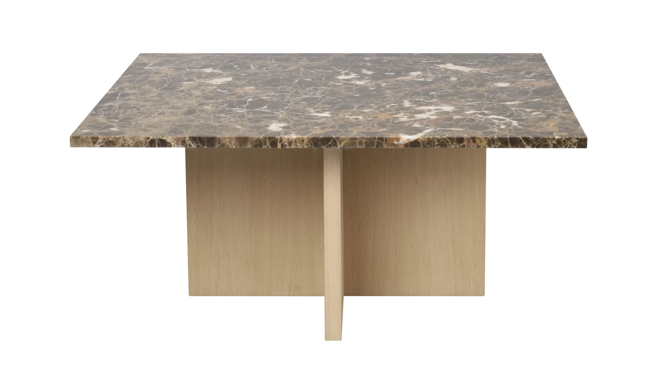 Brooksville soffbord kvadrat 90x90 brun marmor/vitpigment ek