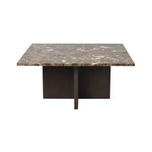 Brooksville soffbord kvadrat 90X90 brun marmor/brun ek