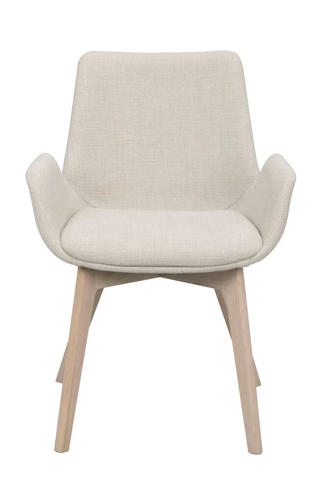 Drimsdale karmstol beige tyg/vitpigmenterade ekben