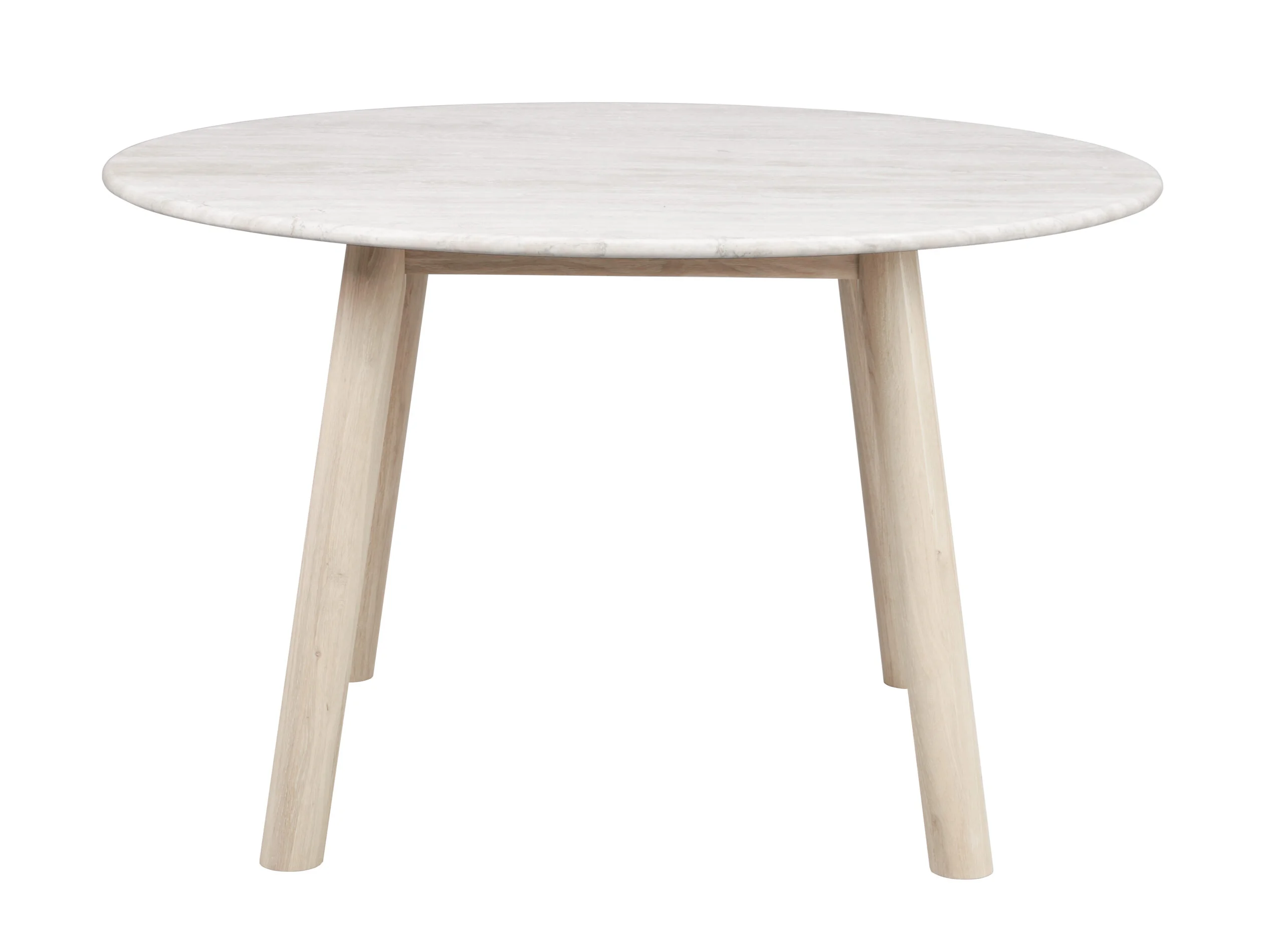Taransay matbord Ø125 beige travertin/vitpigmenterad ek