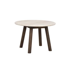 Taransay soffbord Ø60 beige travertin/brun ek