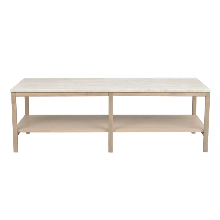 Orwel soffbord 140x60 beige travertin/vitpigmenterad ek