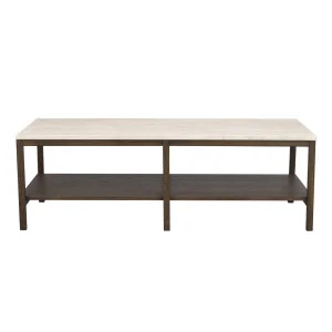 Orwel soffbord 140x60 beige travertin/brun ek