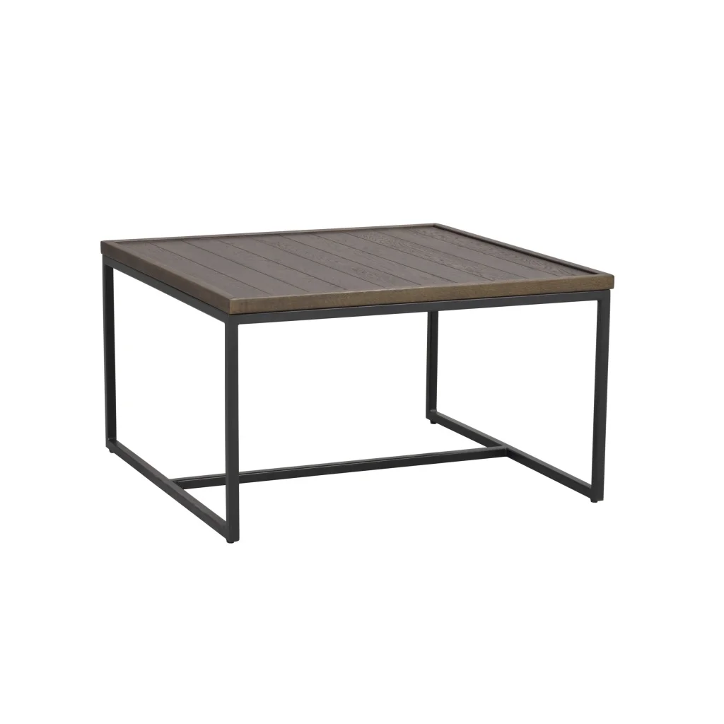 Deerfield soffbord 70x70 brun ek/svart metall