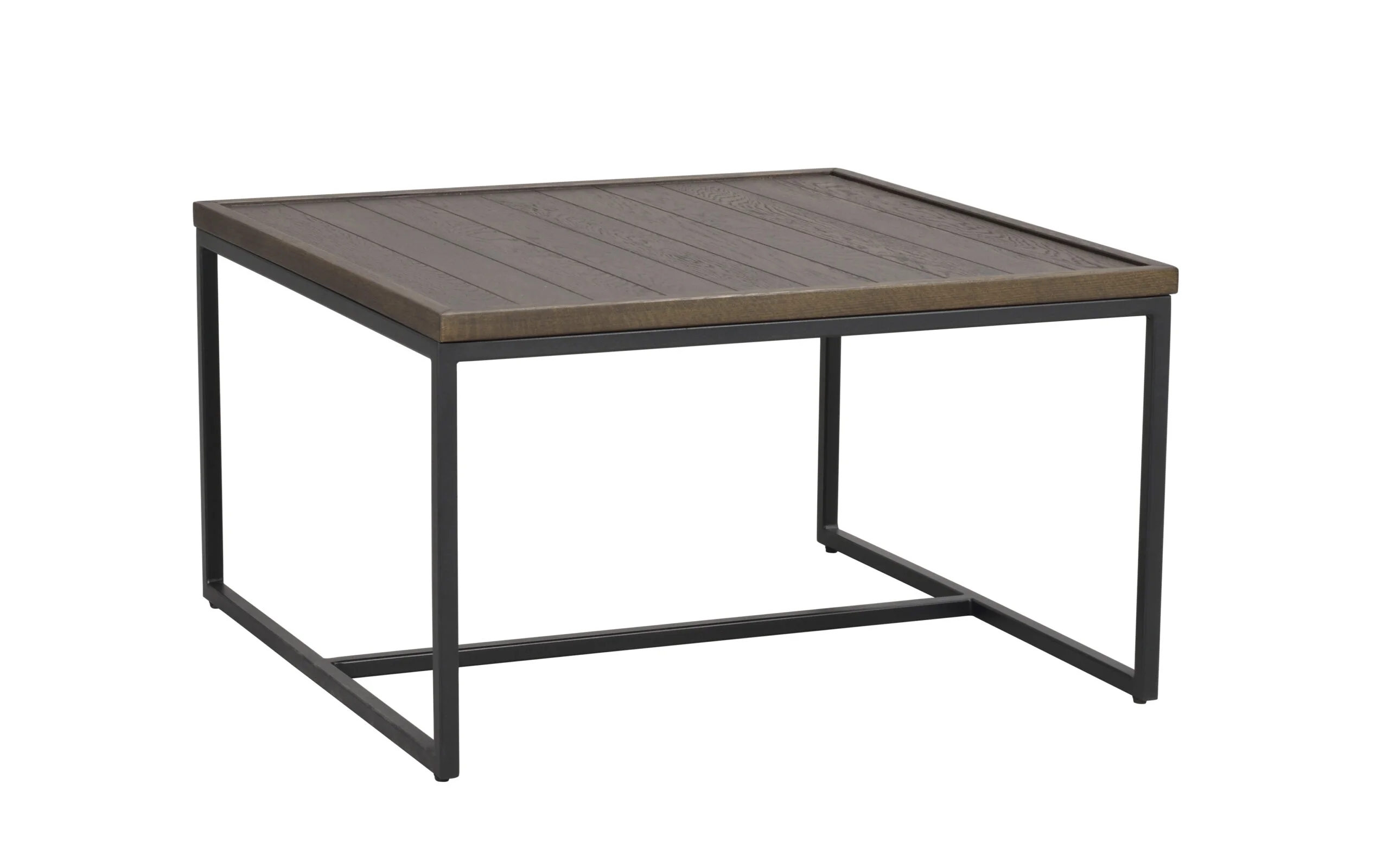 Deerfield soffbord 70x70 brun ek/svart metall