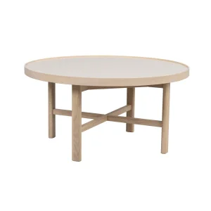 Marsden soffbord runt Ø90 beige keramik/vitpigmenterad ek