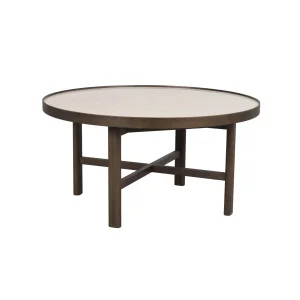 Marsden soffbord runt Ø90 beige keramik/brun ek