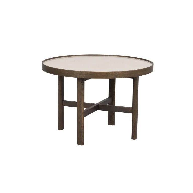 Marsden soffbord runt Ø60 beige keramik/brun ek