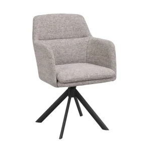 Gladstone karmstol mörkbeige tyg/svart metall snurr-tilt