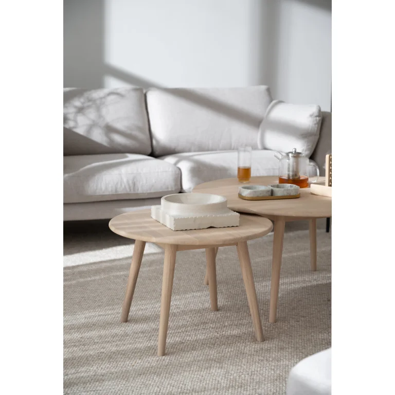 Tompkins soffbord runt Ø60 vitpigmenterad ek