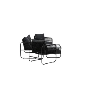 Utah Lounge set - Svart - Svart rope (two seater | 2 one seater | table)