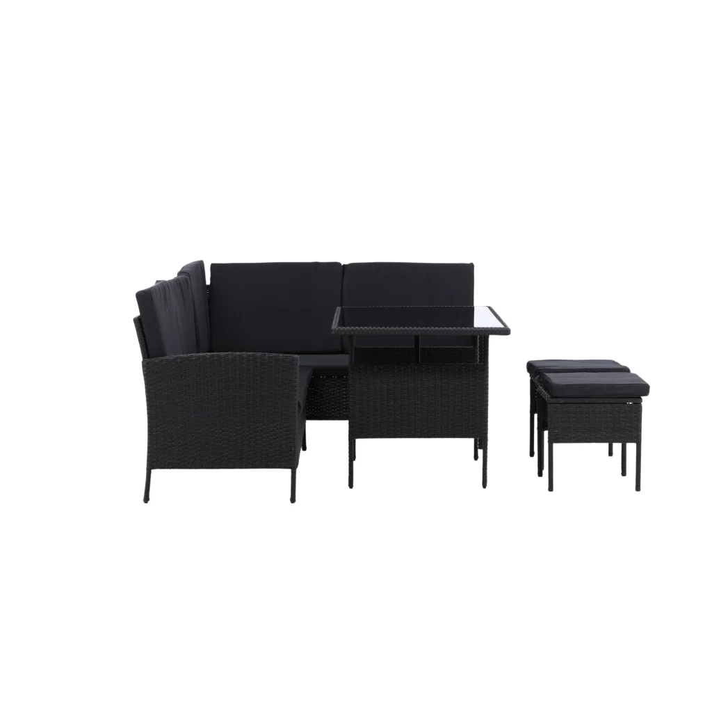 Knock - Corner Soffa- Svart/Svart - Wicker - | Soffgrupp