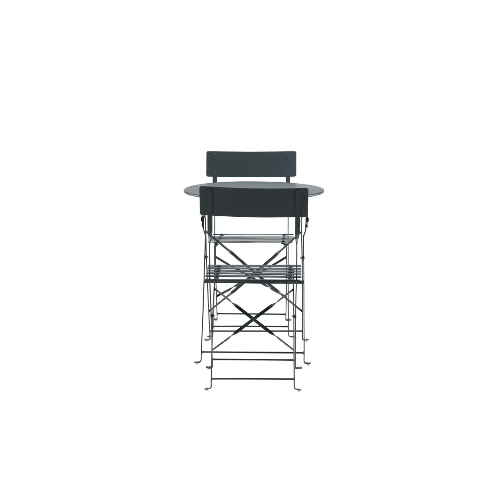 Marseille Foldable steel bistro set - Dark grey