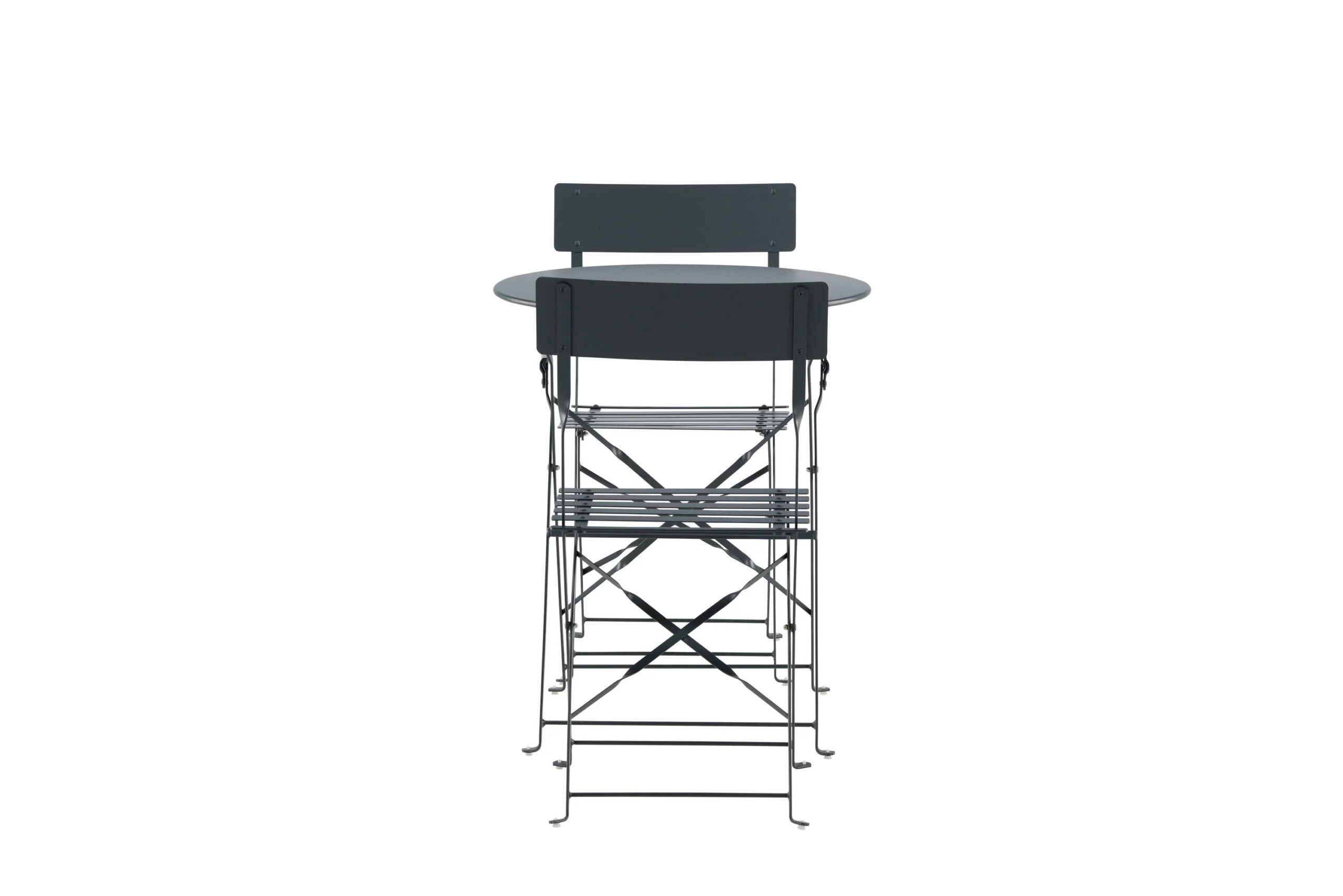 Marseille Foldable steel bistro set - Dark grey