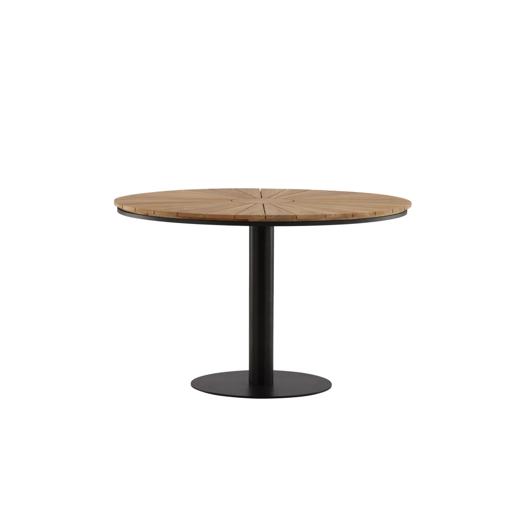 Croft Middagtable Aluminium - Svart / Teak Runt Ø120 cm**